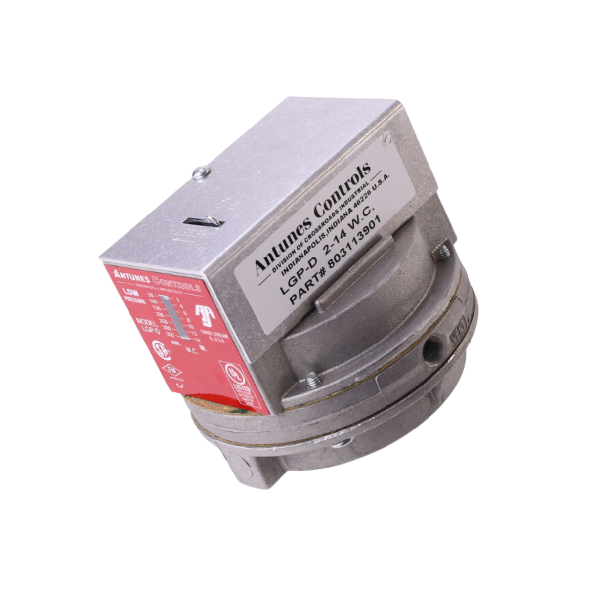 A.J. Antunes 803113901 1/4" NPT, 1/8" NPT Vent, Manual-Reset, DPDT, Low Gas Pressure Switch