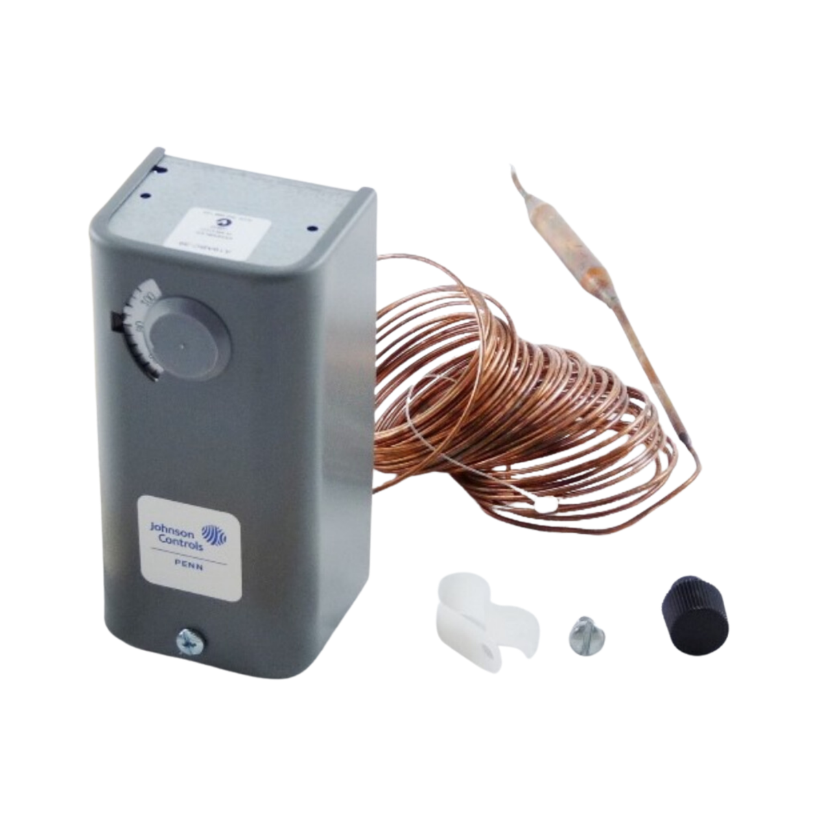 Johnson Controls A19ABC-36 24VAC to 277VAC, SPDT, Auto-Reset, Remote Bulb Temperature Control with Convertible Range Adjuster