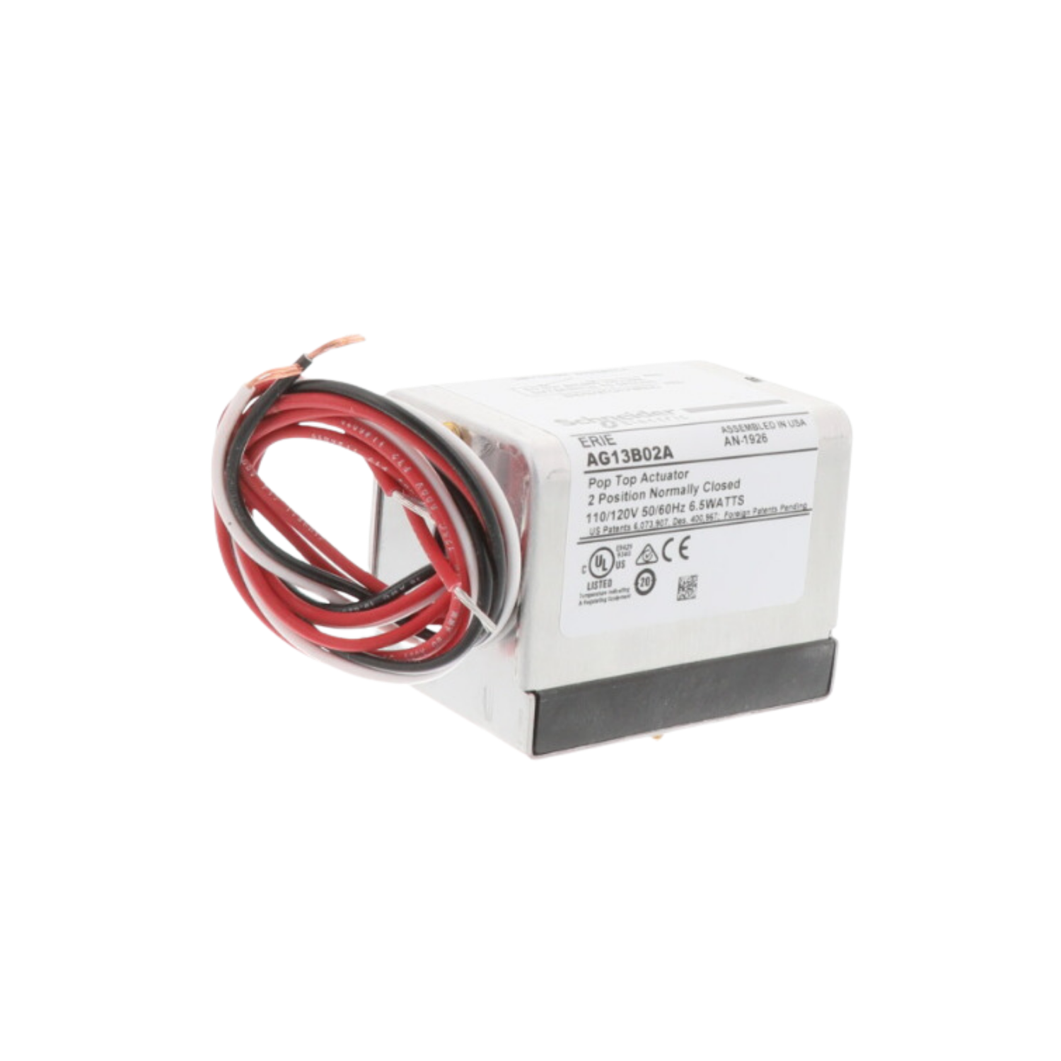 Schneider Electric (Erie) AG13B02A 120VAC, 2 Position, Spring Return, Normally Closed, Actuator with 18" Wire Leads, and End Switch