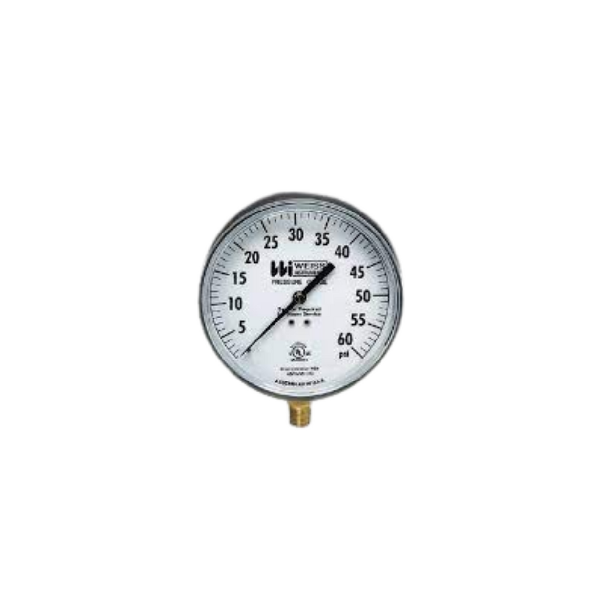 Weiss Instruments TL25-060-4L 1/4" Male 0-60 PSI Range 2.5" Round Pressure Gauge