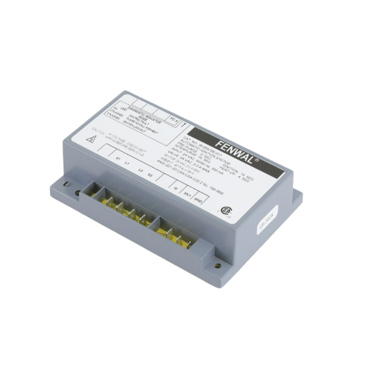 Fenwal 35-655706-017 24VAC, 0 Pre-Purge, 15s Inter-Purge, 25s Ignition Time, 4s Heat Up, Mini HSI, Automatic Ignition System