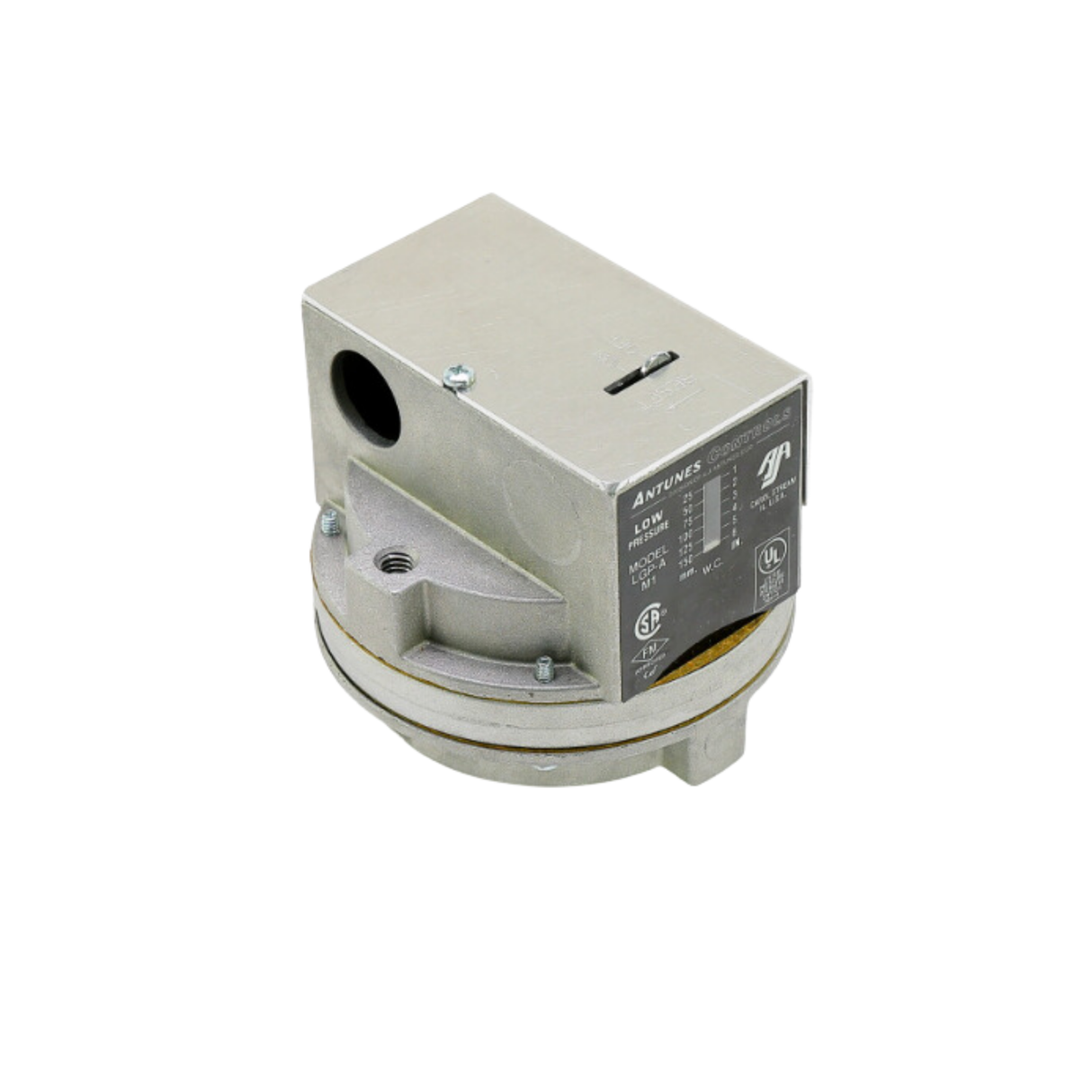 A.J. Antunes 803112501 1/4" NPT, 1/8" NPT Vent, Manual-Reset, SPDT, Low Gas Pressure Switch