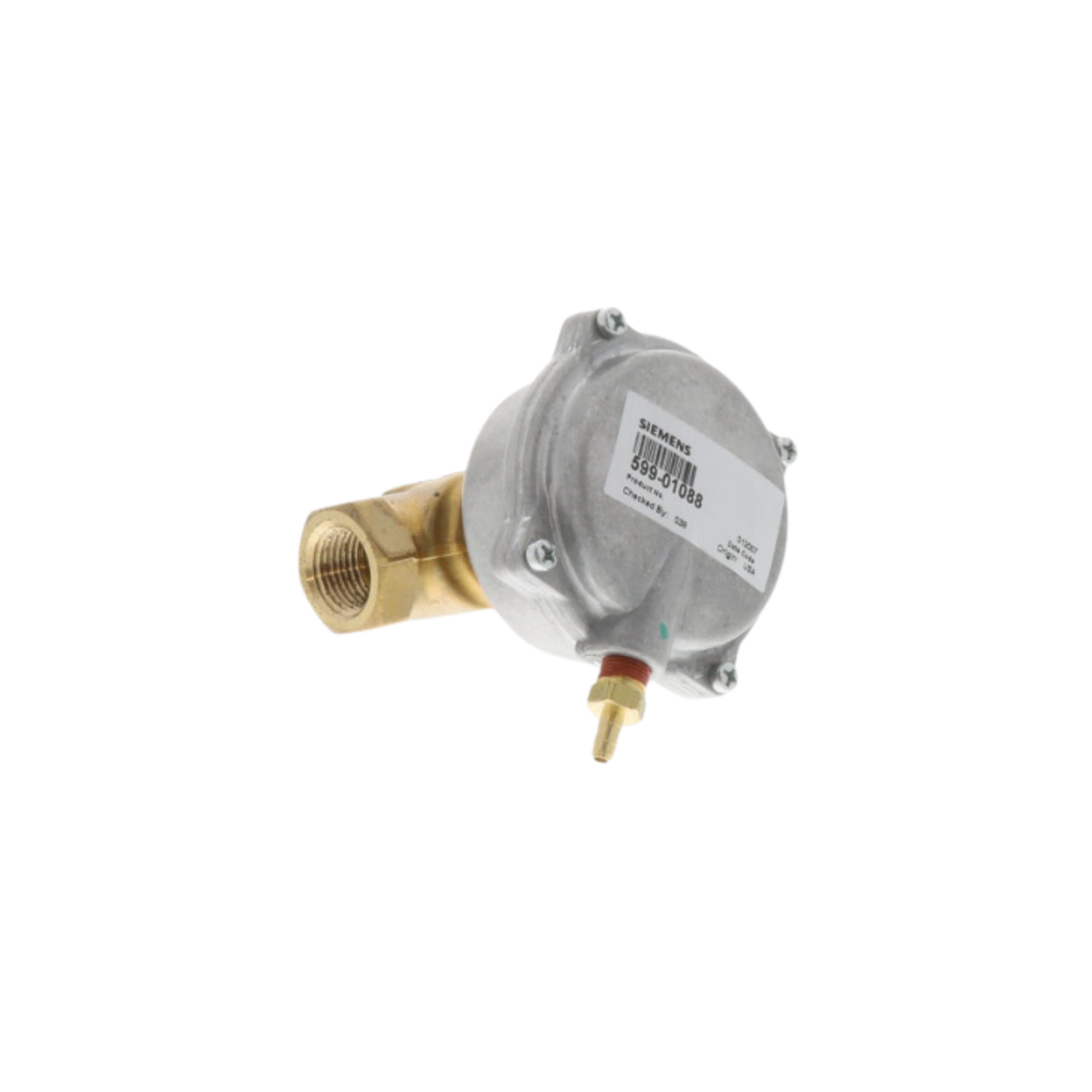 Siemens Building Technology 256-02008 1/2" NPT Connection Size, 2.5 Cv, 2 Way, Equal Percentage Flow, Normally Closed, Valve Assembly with 10-15 PSI Pneumatic Actuator