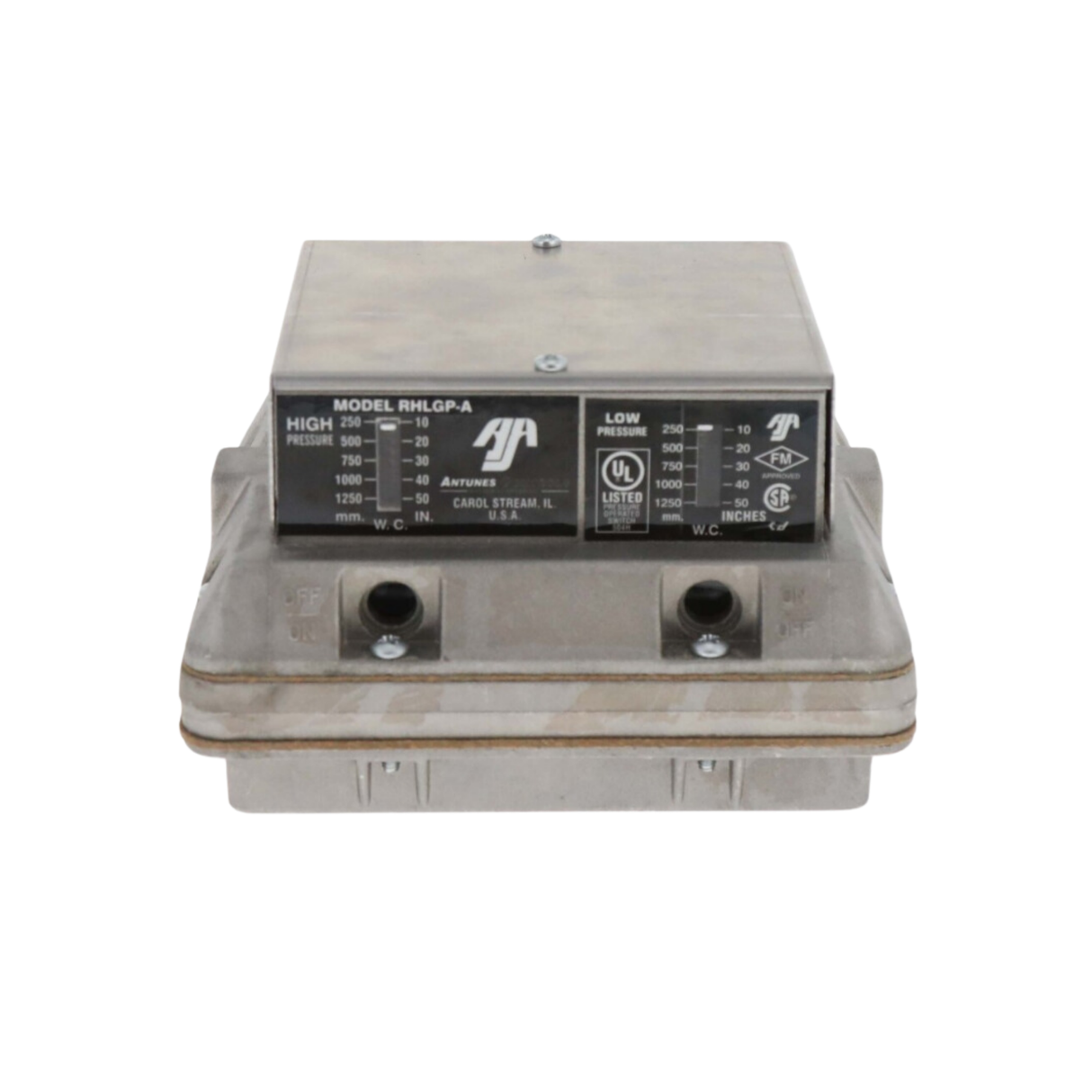 A.J. Antunes 804112109 1/8" NPT, 3/8" NPT, 1/8" NPT Vent, Manual-Reset, 2-SPDT, High and Low Gas Pressure Switch