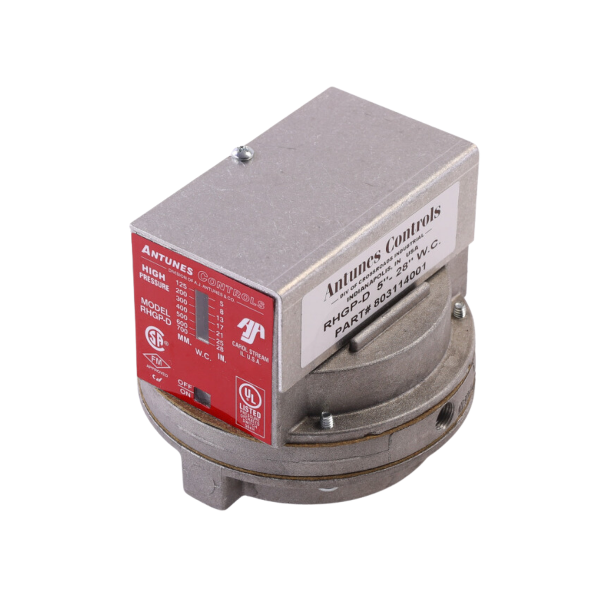 A.J. Antunes 803114001 1/4" NPT, 1/8" NPT DPDT Gas Pressure Switch