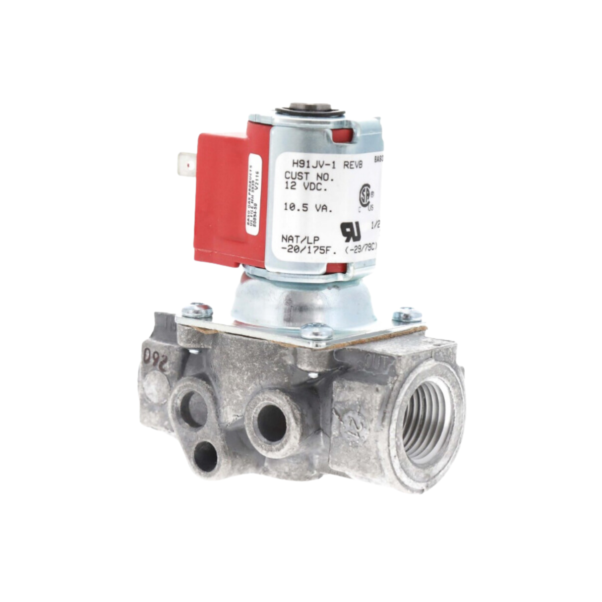 Baso H91JV-1C REVB 1/2" NPT Connection Size, 12V DC, Gas Valve