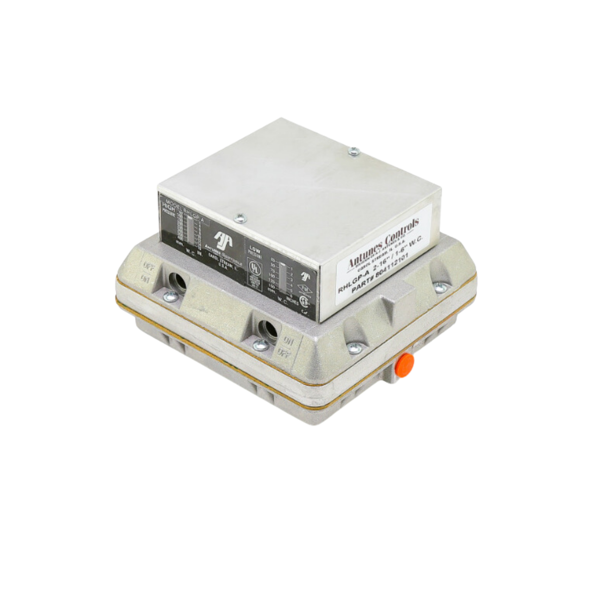 A.J. Antunes 804112101 1/8" NPT, 3/8" NPT, 1/8" NPT Vent, Manual-Reset, 2-SPDT, High and Low Gas Pressure Switch