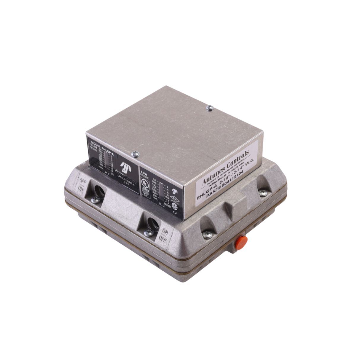 A.J. Antunes 804112104 1/8" NPT, 3/8" NPT, 1/8" NPT Vent, Manual-Reset, 2-SPDT, High and Low Gas Pressure Switch