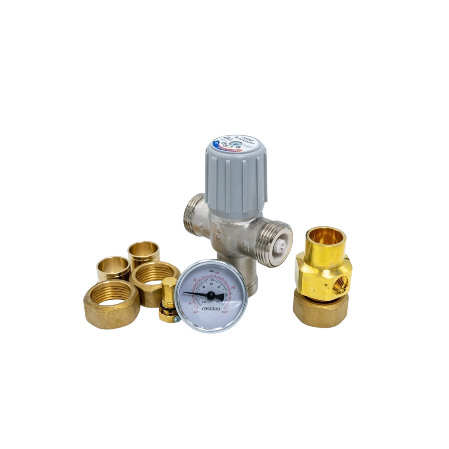 Honeywell AM101-USTG-1LF 3/4" Lowlead Tmv 70-145F,Union+Tmpgauge