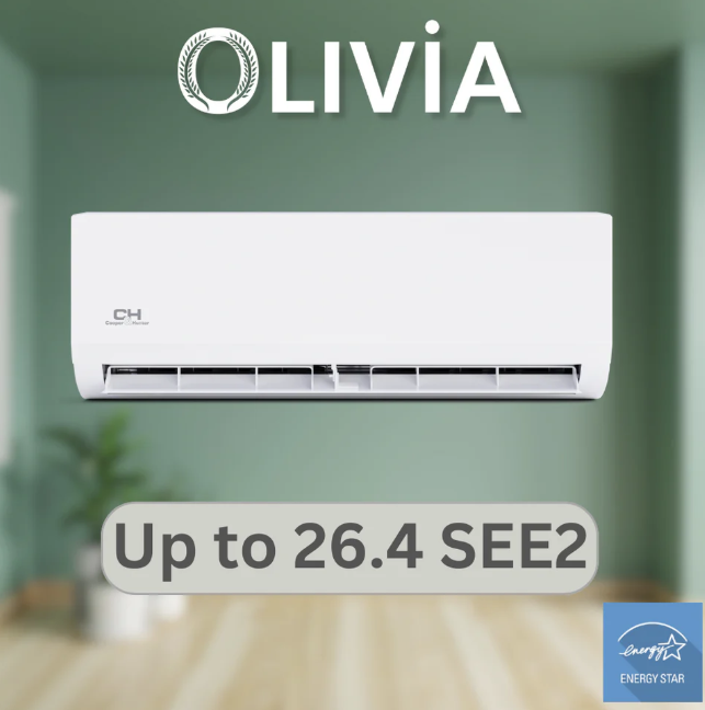 Cooper & Hunter Olivia Series 12,000 BTU, 208-230V, 24 SEER, Single Zone/Multi-zone Mini Split AC/Heating Ductless Inverter System Complete