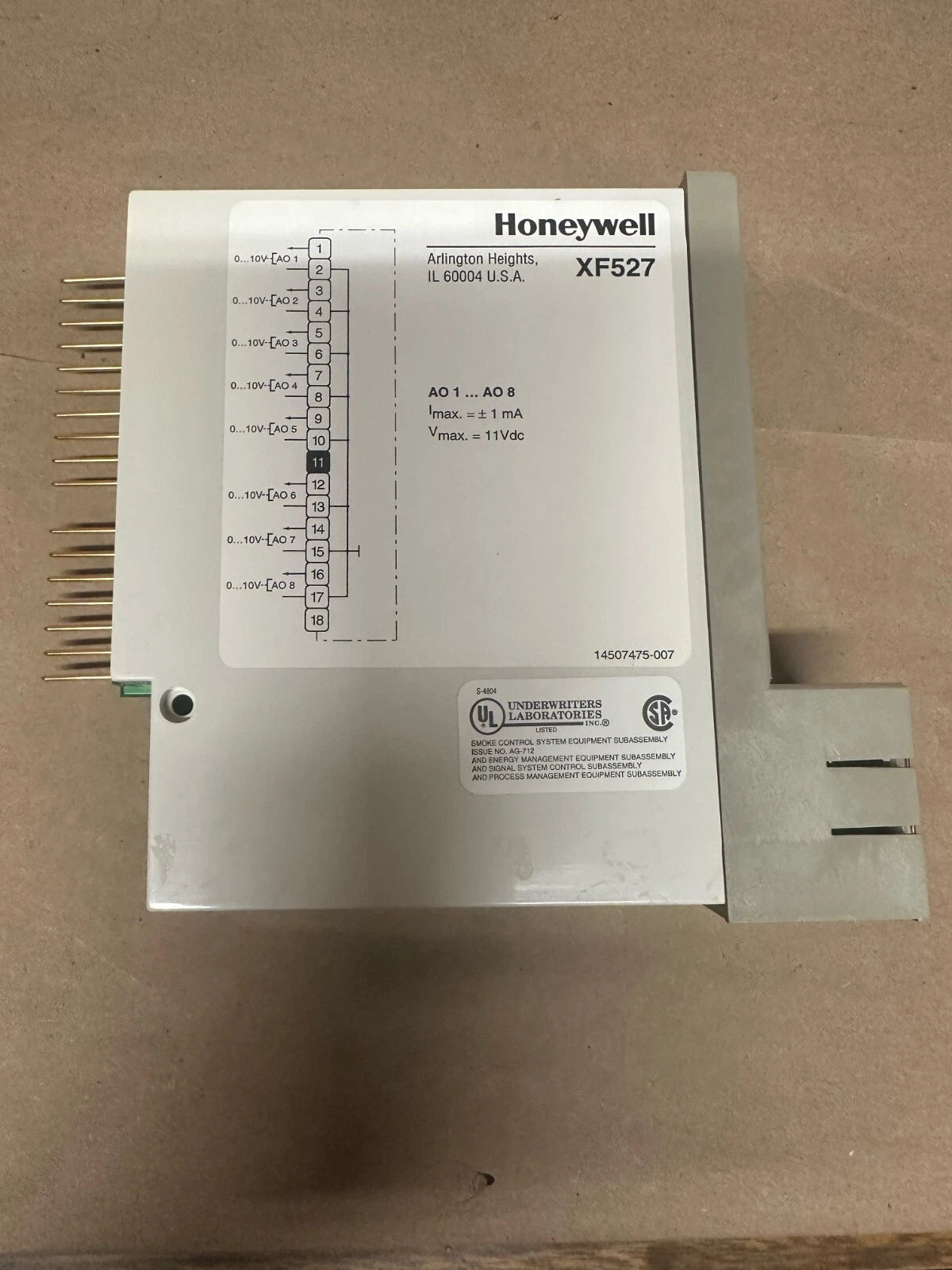 Honeywell XF527 - XL500/600 Module, * Analog Outputs, 0-10 VDC, 8 LEDS