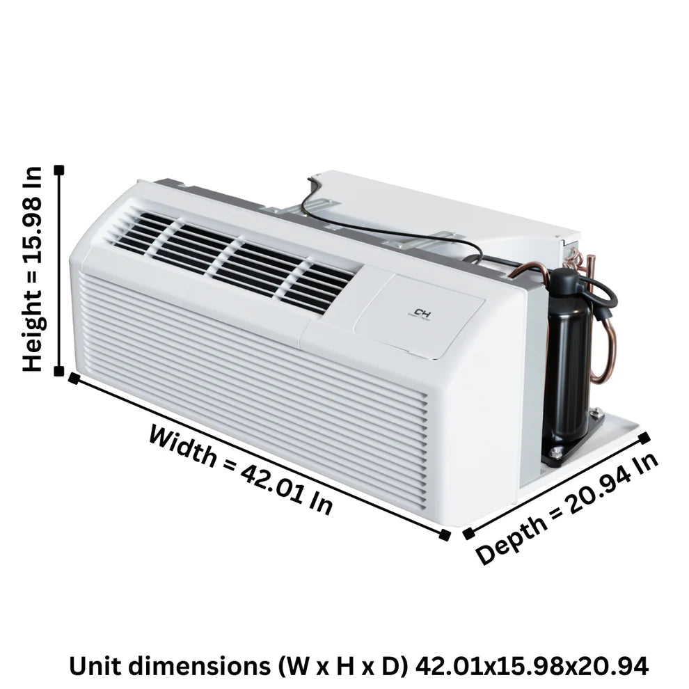 Cooper & Hunter 9,000 BTU Smart PTAC Packaged Terminal Air Conditioner 230V, Through The Wall System With Heat Pump - PTHP Heating And Cooling With Electric Cord and Remote Control
