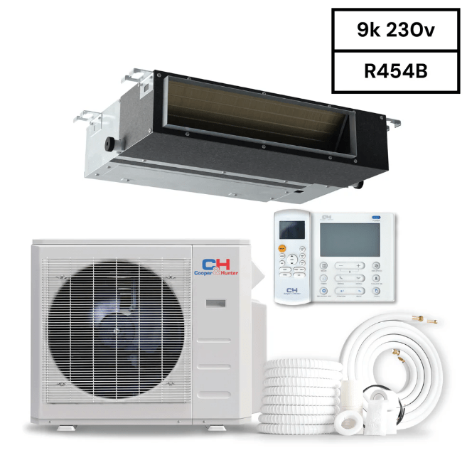 Cooper & Hunter Slim Duct 9,000 BTU 230V 21.4 SEER Concealed Duct Air Conditioning Unit for Heat Pump 0.75 TON, R454B, + Installation Kit