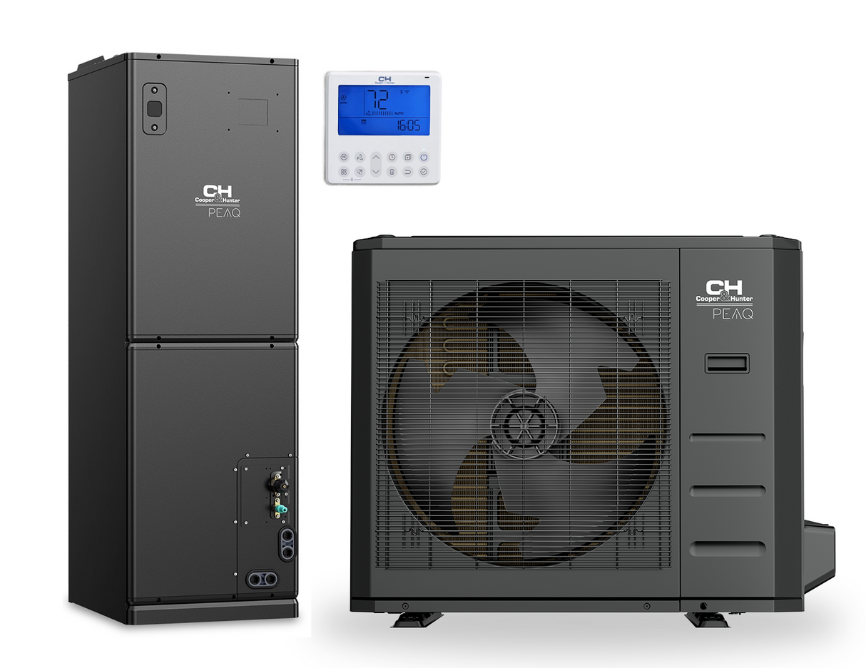 Cooper&Hunter PEAQ R454B, 36,000 BTU 3 TON 17.7 SEER Ducted AHU and Heat Pump Inverter System with Multi Position Air Handler Unit