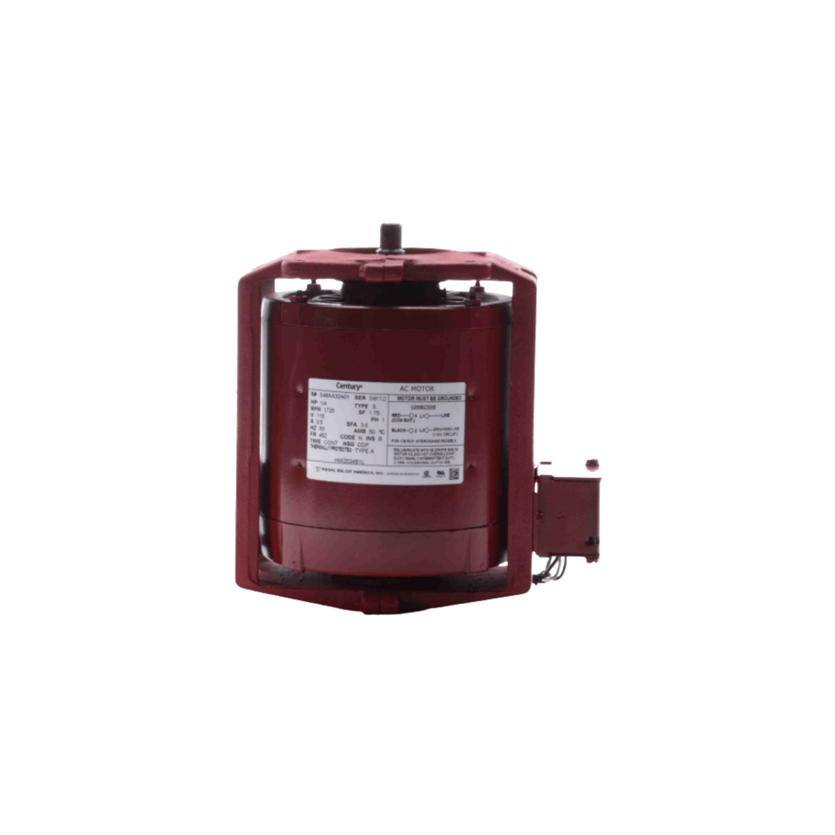 Regal Rexnord - Century Motors HW2024B1L 115 V 60 Hz 1725 RPM 1/4 HP Reversible Motor