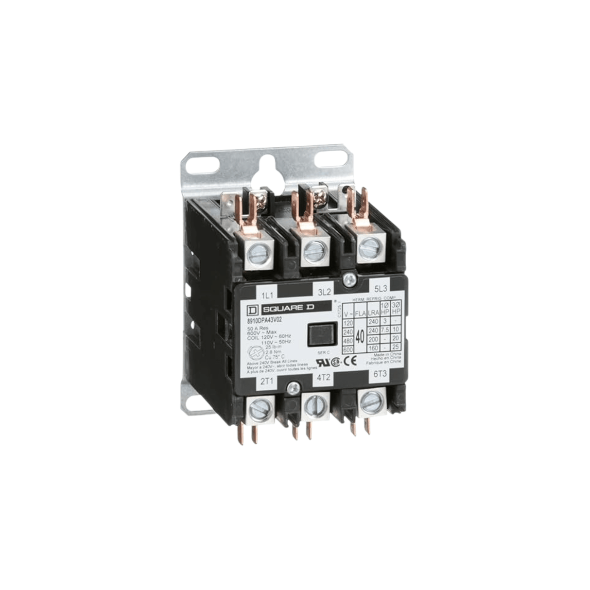 Square D 8910DPA33V02 120 V 30 A 3 - Pole Contactor