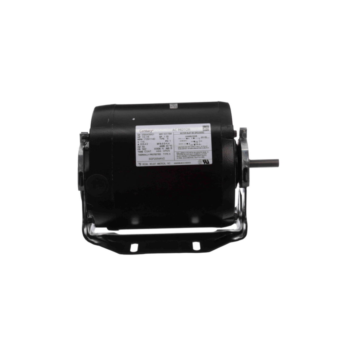 Regal Rexnord - Century Motors SGF2054AV2 115 V 60 Hz 1725/1140 RPM 1/2-1/6 HP Reversible Motor