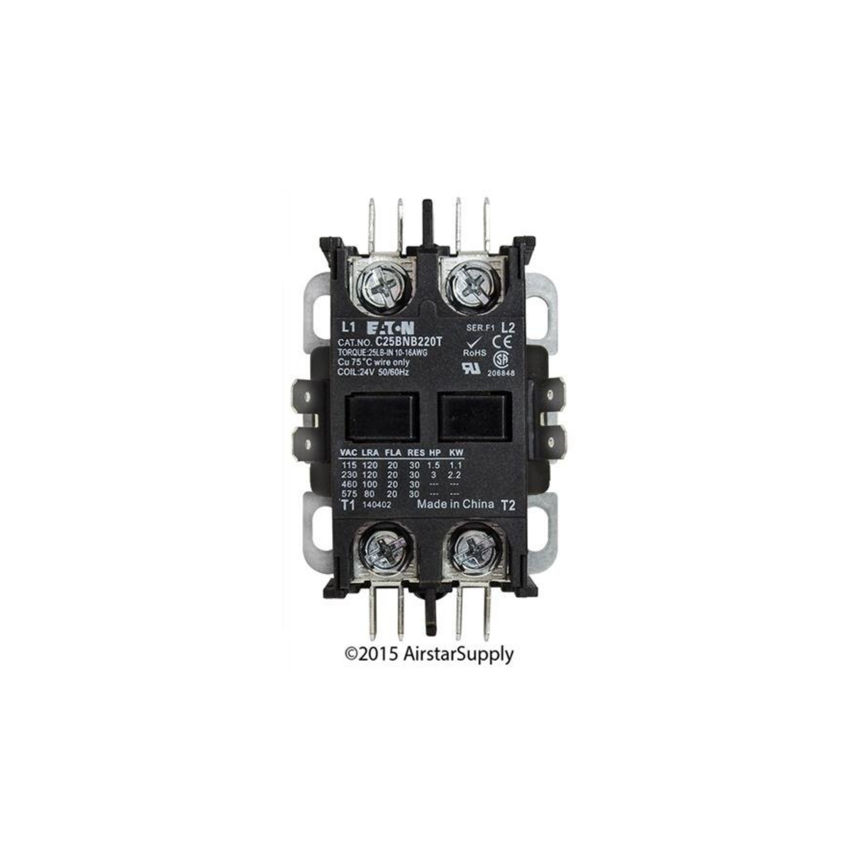 Cutler Hammer-Eaton C25BNB220T 24 V 20 A 2-Pole Contactor