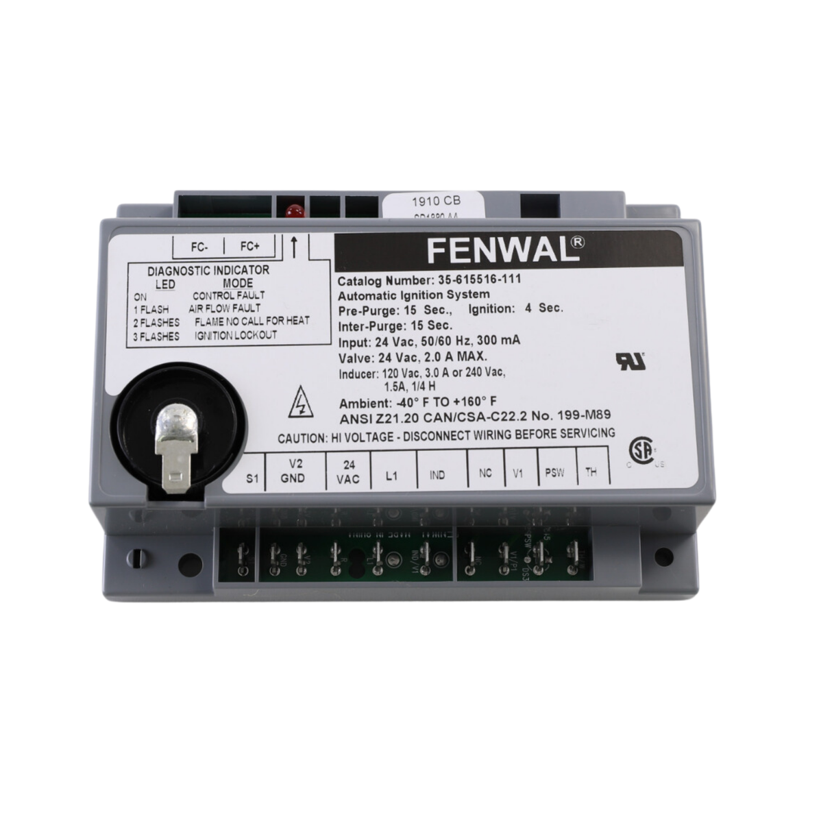 Fenwal 35-615516-111 24V, 15s Pre-Purge, 15s Inter-Purge, 4s Ignition Time, Automatic Ignition System