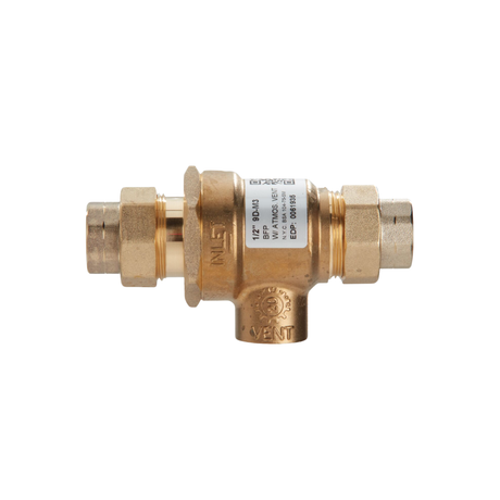 Watts 0061935 1/2" Union 33 to 250 Degrees F 175 PSI Brass Dual Check Valve Backflow Preventer with Intermediate Atmospheric Vent