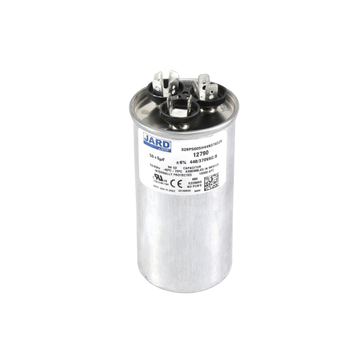 MARS 12790 440/370 VAC 50/60 Hz 50/5 MFD Round Dual Run Capacitor