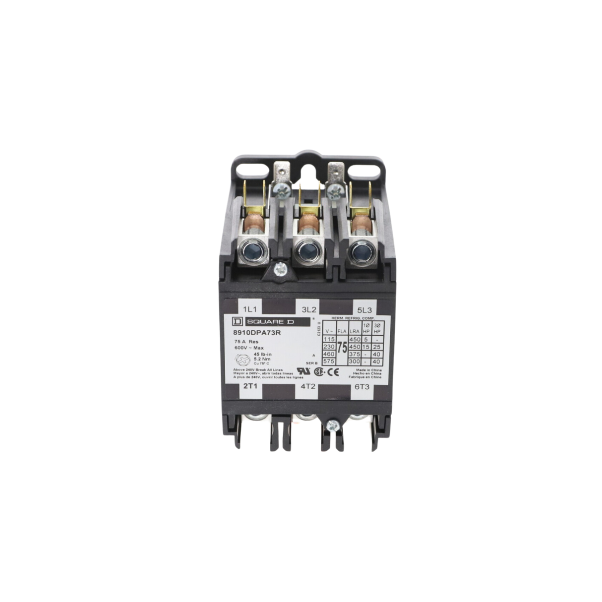 Schneider Electric (Square D) 8910DPA73RV02 120VAC, 75A, 3 Pole, Contactor