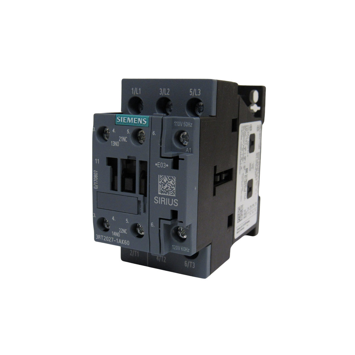 Siemens Building Technology 3RT2026-1AK60 120 V 50/60 Hz 3-Pole Contactor