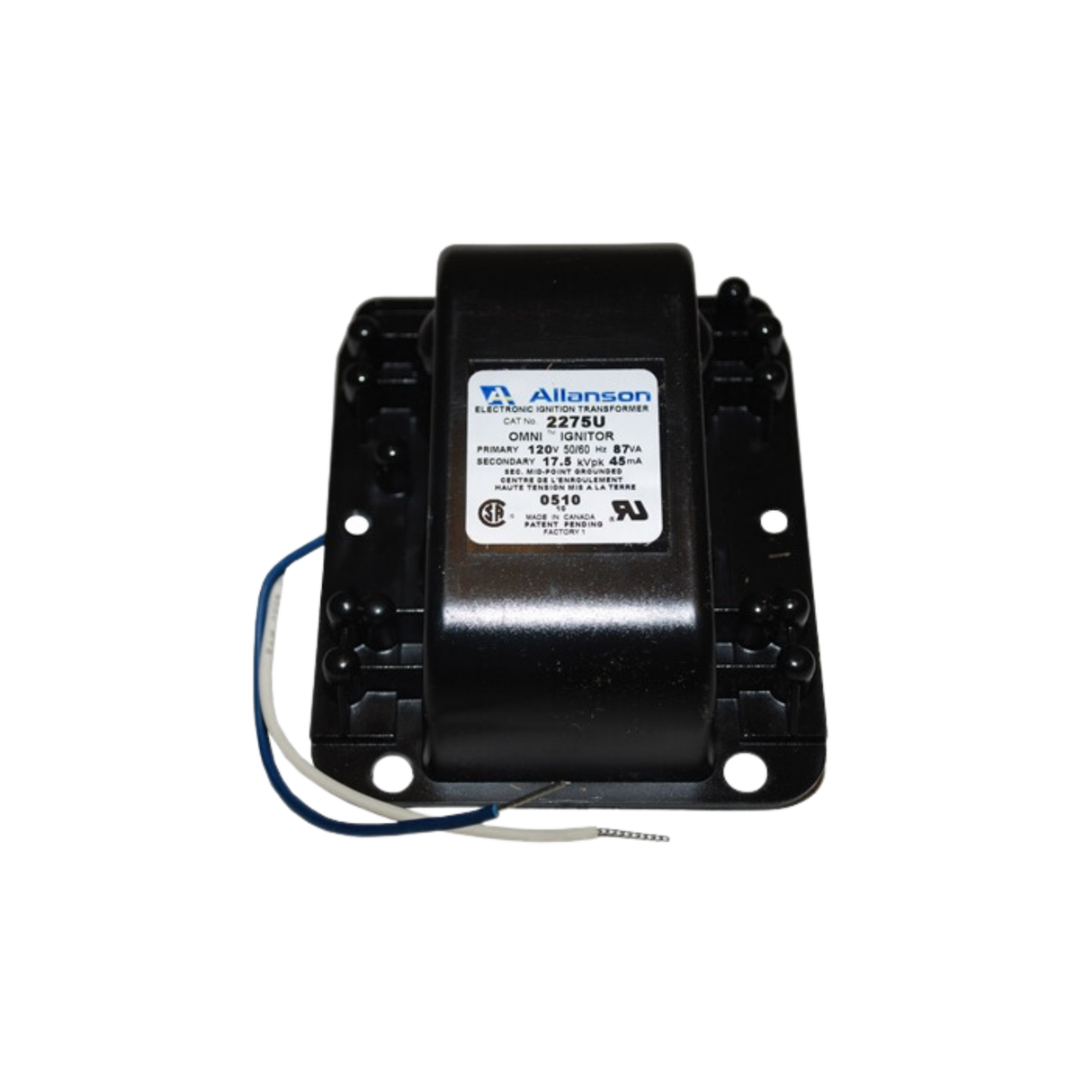 Allanson Transformers 2275U Primary Voltage 120 VAC, Secondary Voltage 17500 VAC @ 87 VA Universal Electronic Oil Ignitor