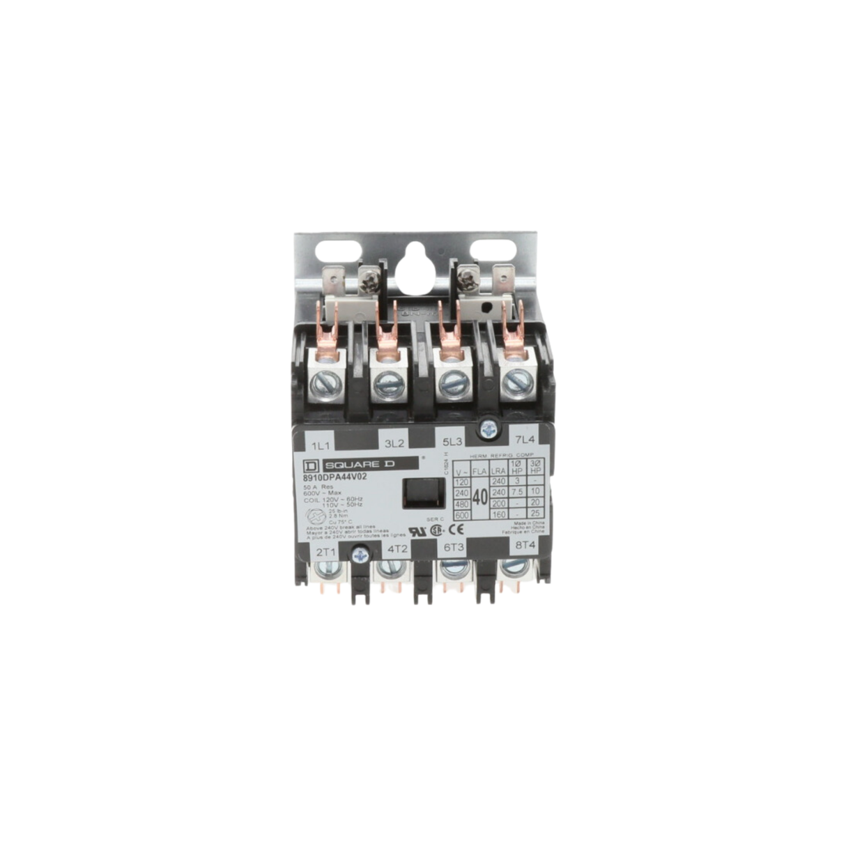 Schneider Electric (Square D) 8910DPA44V02 120VAC, 40A, 4 Pole, Contactor