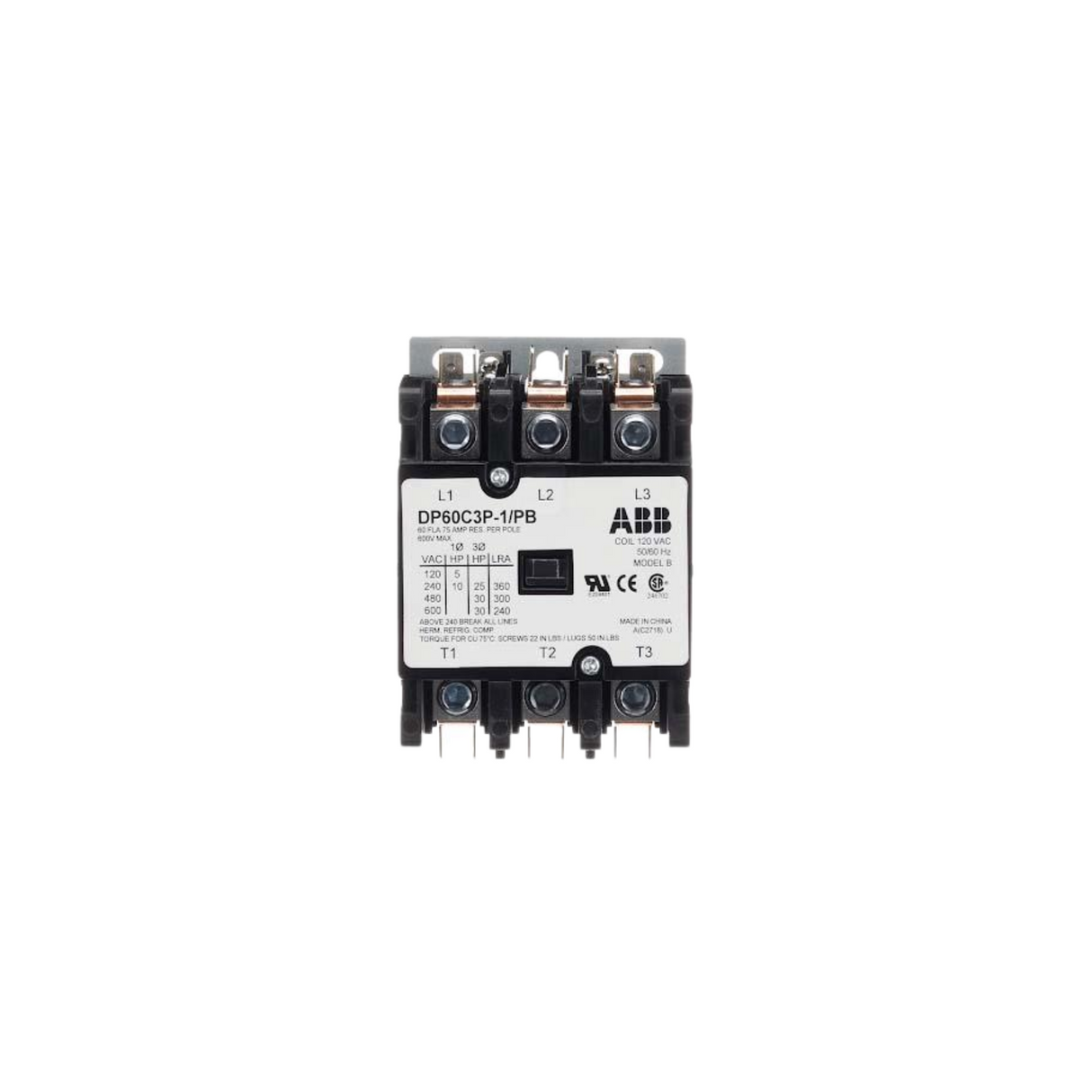 ABB DP60C3P-1/PB 120 V 60 A 3-Pole Contactor