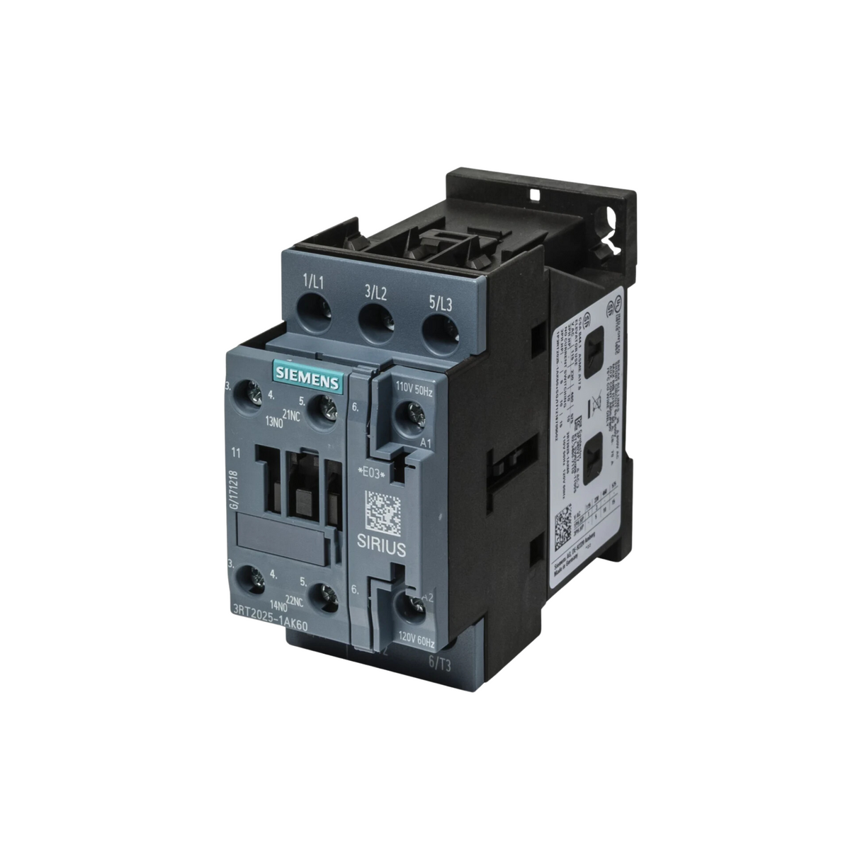 Siemens Building Technology 3RT2025-1AK60 110/120 V 50/60 Hz 3-Pole Contactor