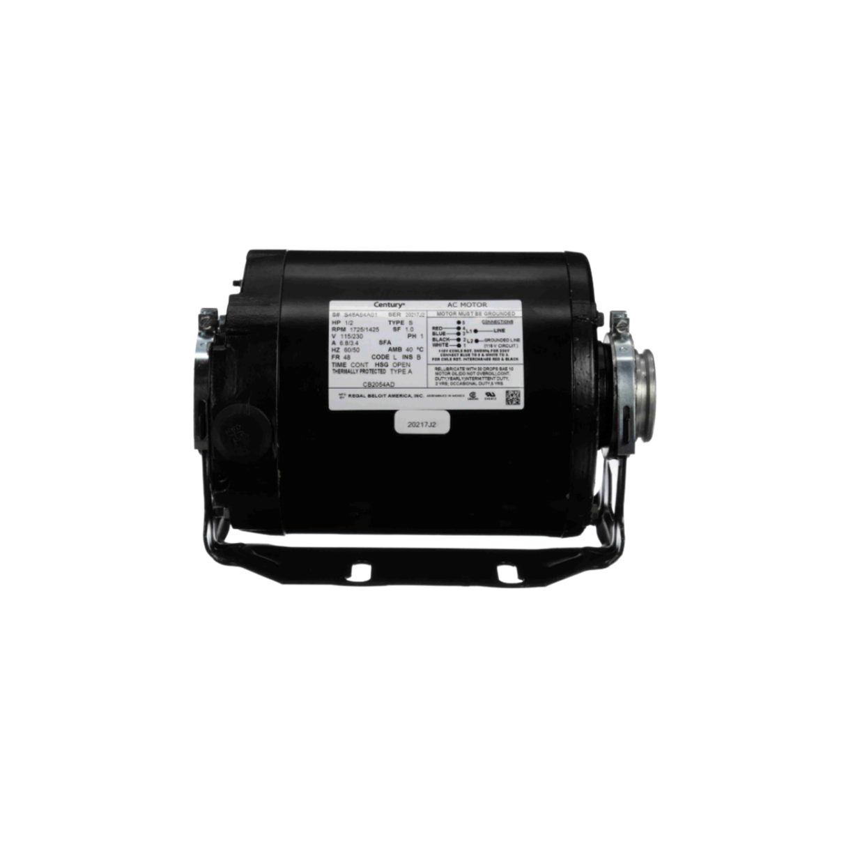 Regal Rexnord - Century Motors CB2054AD 115/230 V 60/50 Hz 1725/1425 RPM 1/2 HP Reversible Motor