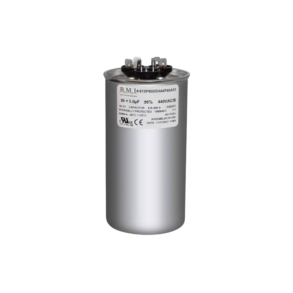 MARS 12257 440 VAC 80/5 MFD Round Dual Run Capacitor