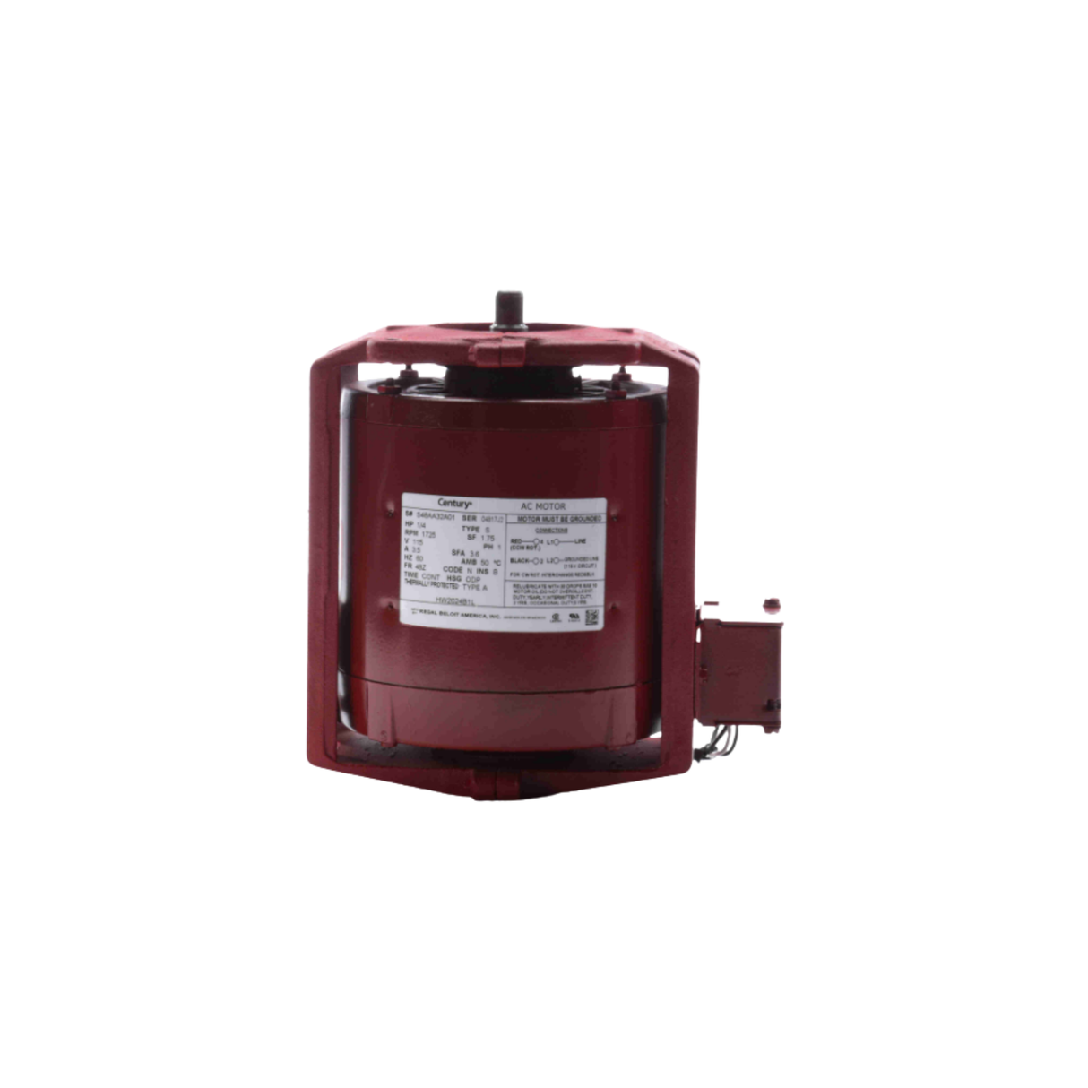 Regal Rexnord - Century Motors HW2024B1L 115 V 60 Hz 1725 RPM 1/4 HP Reversible Motor