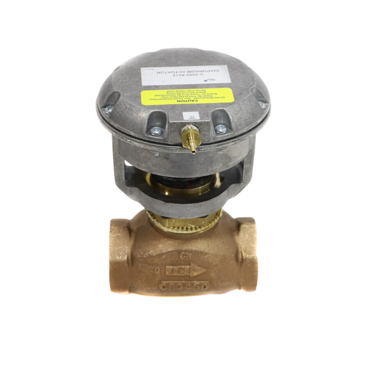 Johnson Controls VG7241NT+3008B 1" NPT Connection Size, 2 Way, Equal Percentage Flow, Valve Assembly with 3PSI - 6PSI Spring Range Spring Return Exposed Pneumatic Actuator