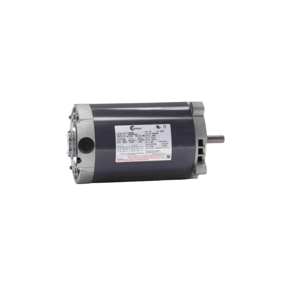 Regal Rexnord - Century Motors H508ES 230/460 V 60 Hz 3450 RPM 0.75 HP Clockwise / Counter Clockwise Motor