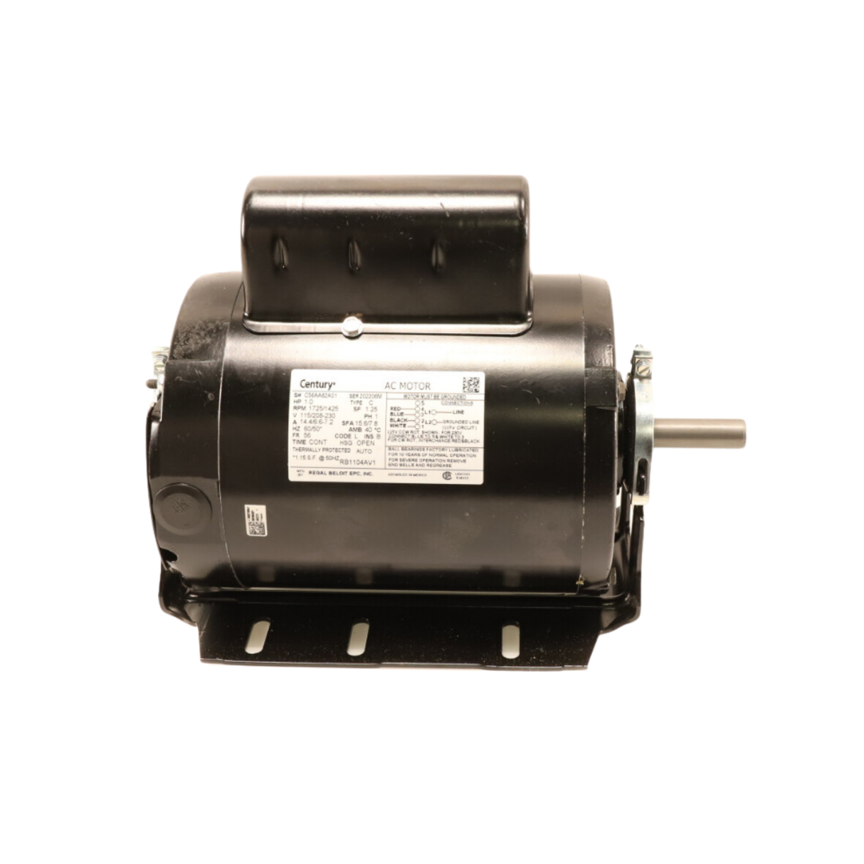 Regal Rexnord - Century Motors RB1104AV1 115/208 - 230 VAC, 1 Phase, Permanent Split Capacitor Motor