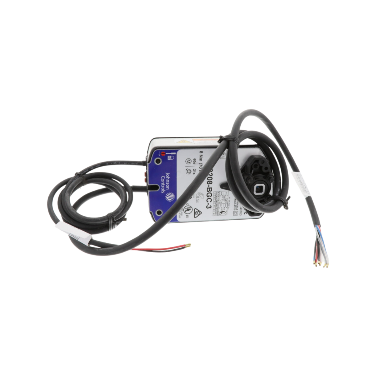 Johnson Controls VA9208-BGC-3 24VAC, 24VDC Supply Voltage, Ball Valve Actuator with 48" Appliance Cable with Integral 3/8" FMC Connector and 2 SPDT Auxiliary Switches