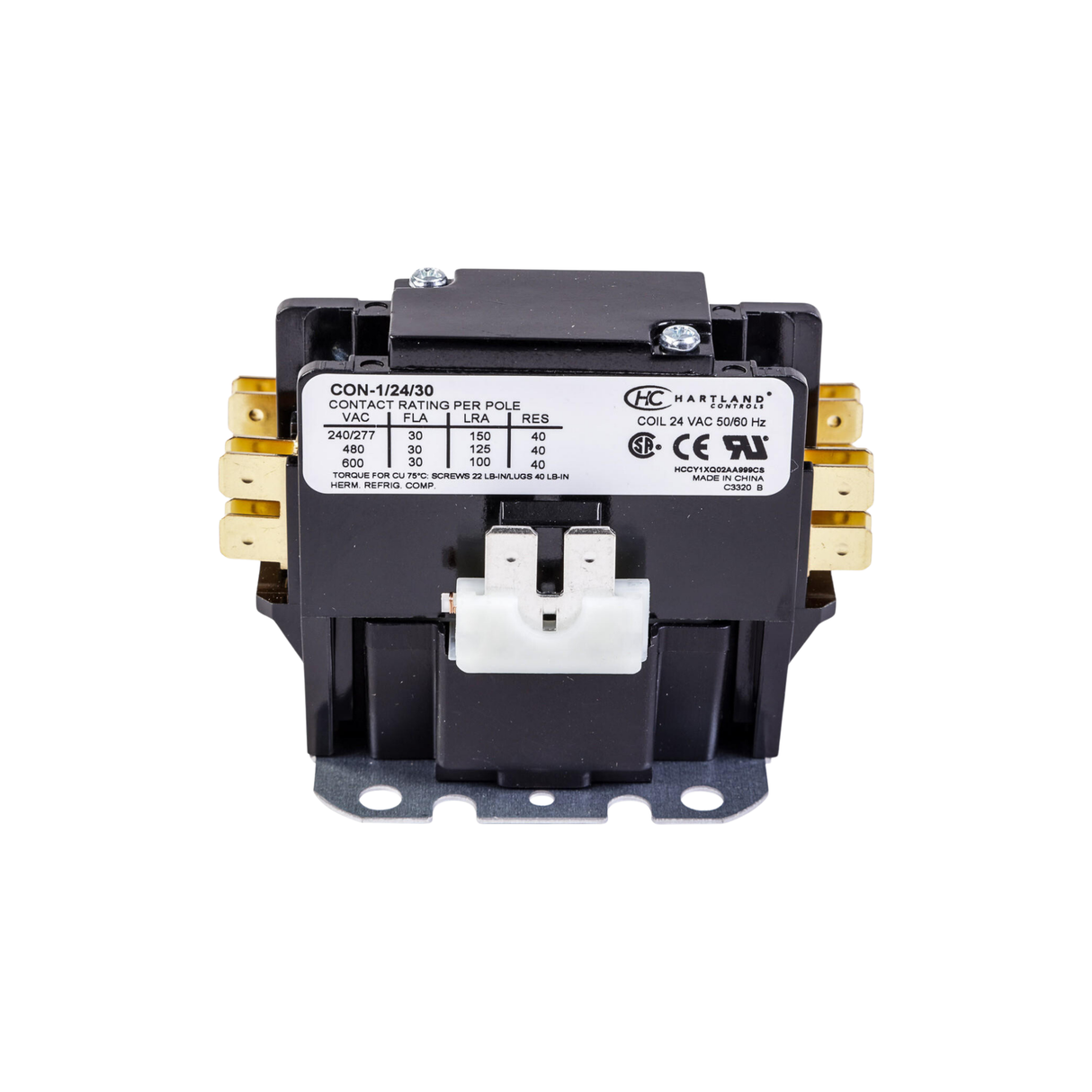 Hartland Controls CON-1/24/30 24 VAC 50/60 Hz 1-Pole Contactor