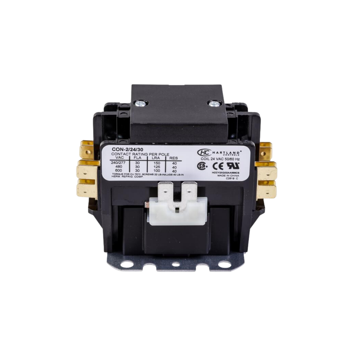 Hartland Controls CON-2/24/30 24 VAC 50/60 Hz 2-Pole Contactor