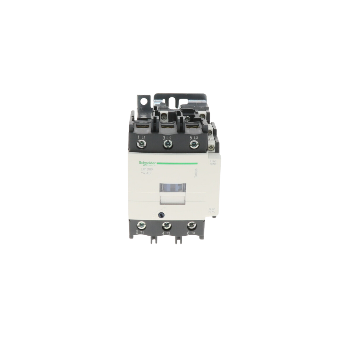 Schneider Electric (Square D) LC1D80F7 Non-Reversing Type with Screw Terminals, 110VAC Coil, 3 Pole, 80A, 1N/O 1N/C Electrical Contactor
