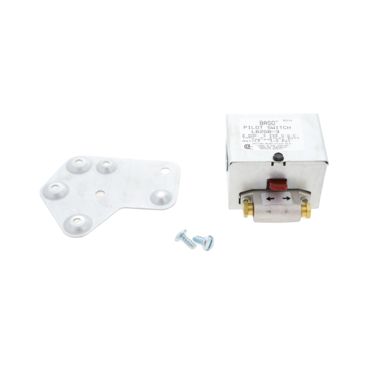 Baso L62GB-3 1/4" Gas Connection, Manual Reset, SPST Pilot Safety Switch with 100% Shutoff and Universal Mounting Plate