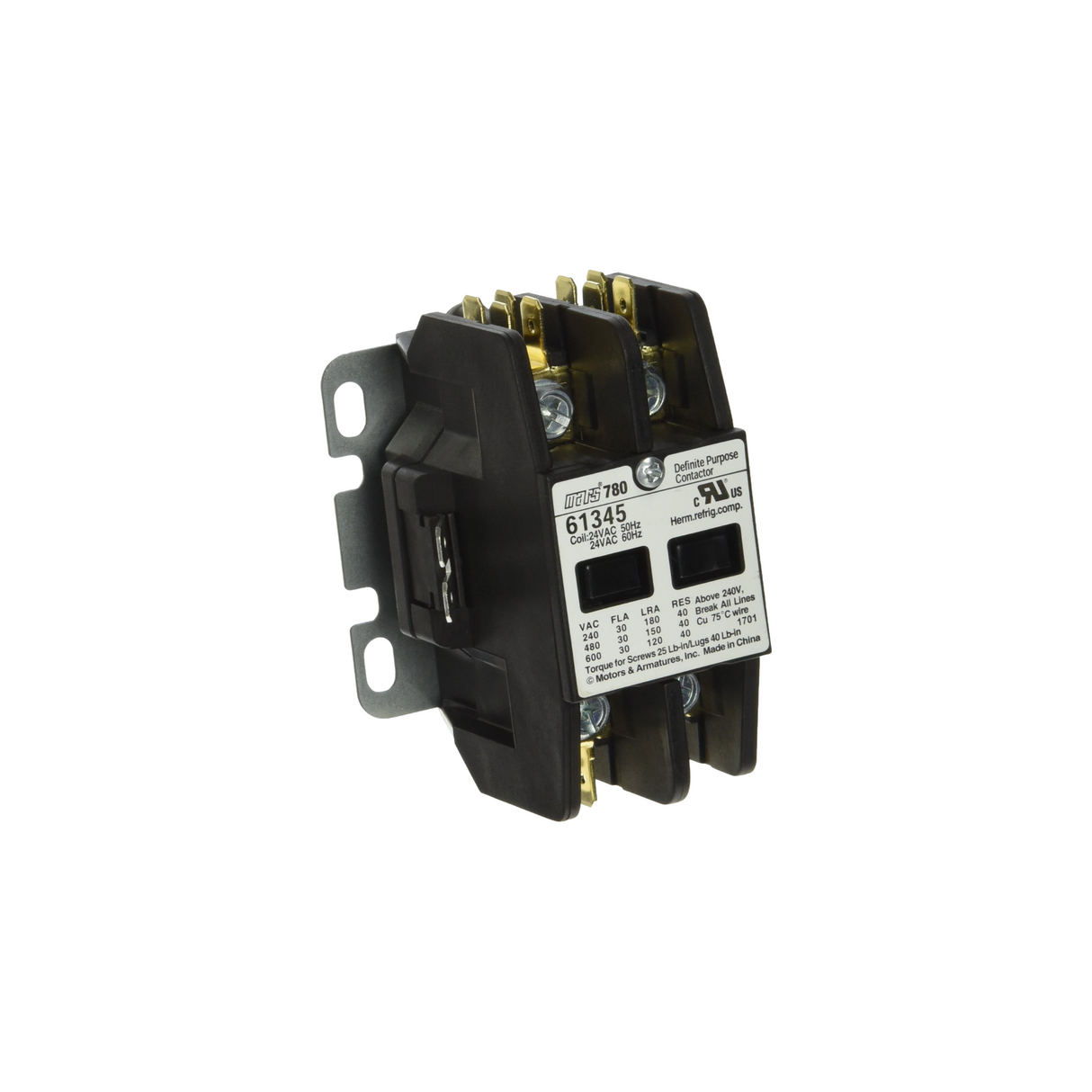 Mars 61345 24 V 50/60 Hz 30 A 2-Pole Contactor