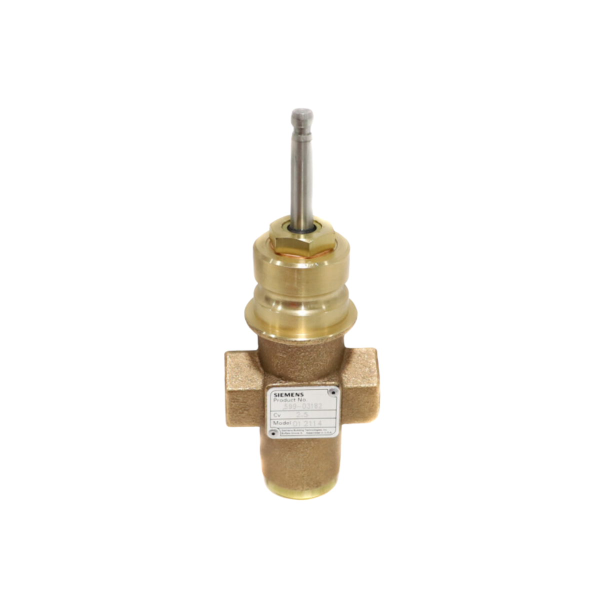 Siemens Building Technology 599-03182 NPT Connection, FxF, 15 DN, Class IV Leakage Rate, 3/4" Stroke, 2.5 Cv, 2-Way Globe Valve