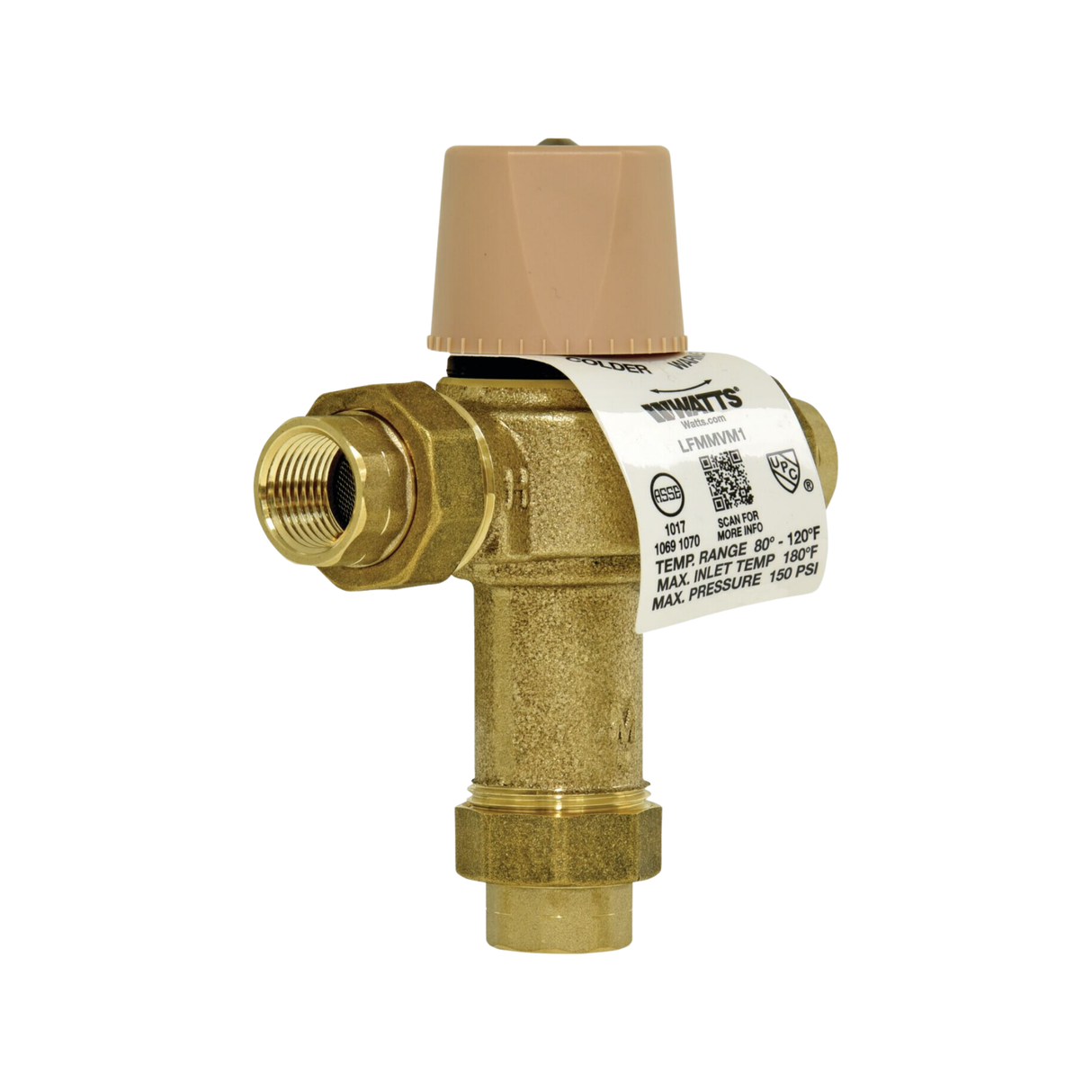 Watts 05591161/2" Female NPT 0.5 to 20 GPM 80 to 120 Degrees F Bronze Thermostatic Mixing Valve