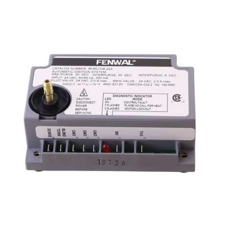 Fenwal 35-60J108-224 24VAC, 30s Pre-Purge, 30s Inter-Purge, 8s Ignition Time, Direct Spark Ignition Module