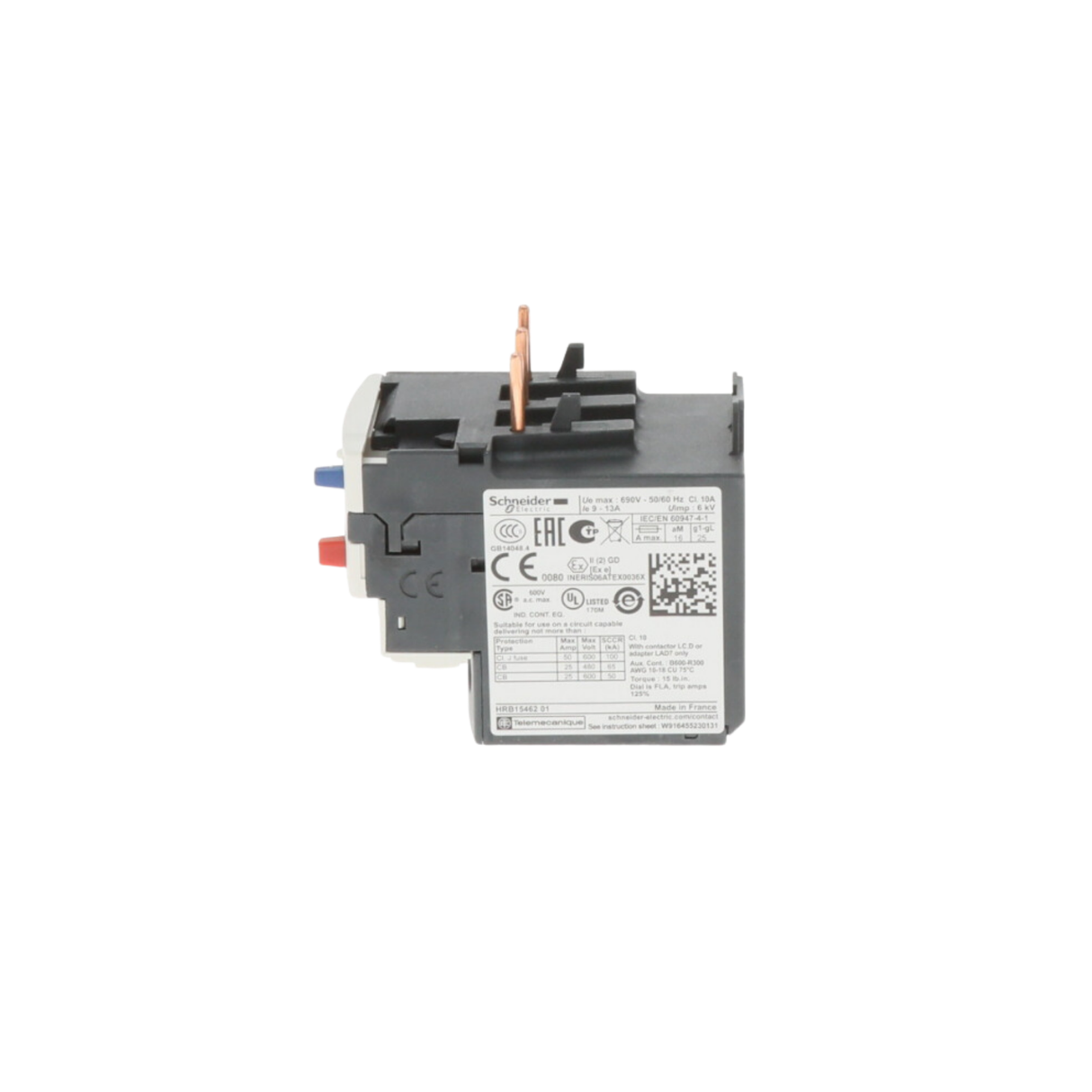 Schneider Electric (Square D) LRD16 9-13A Full Load Rating, Class 10 Trip Rating, Overload Relay