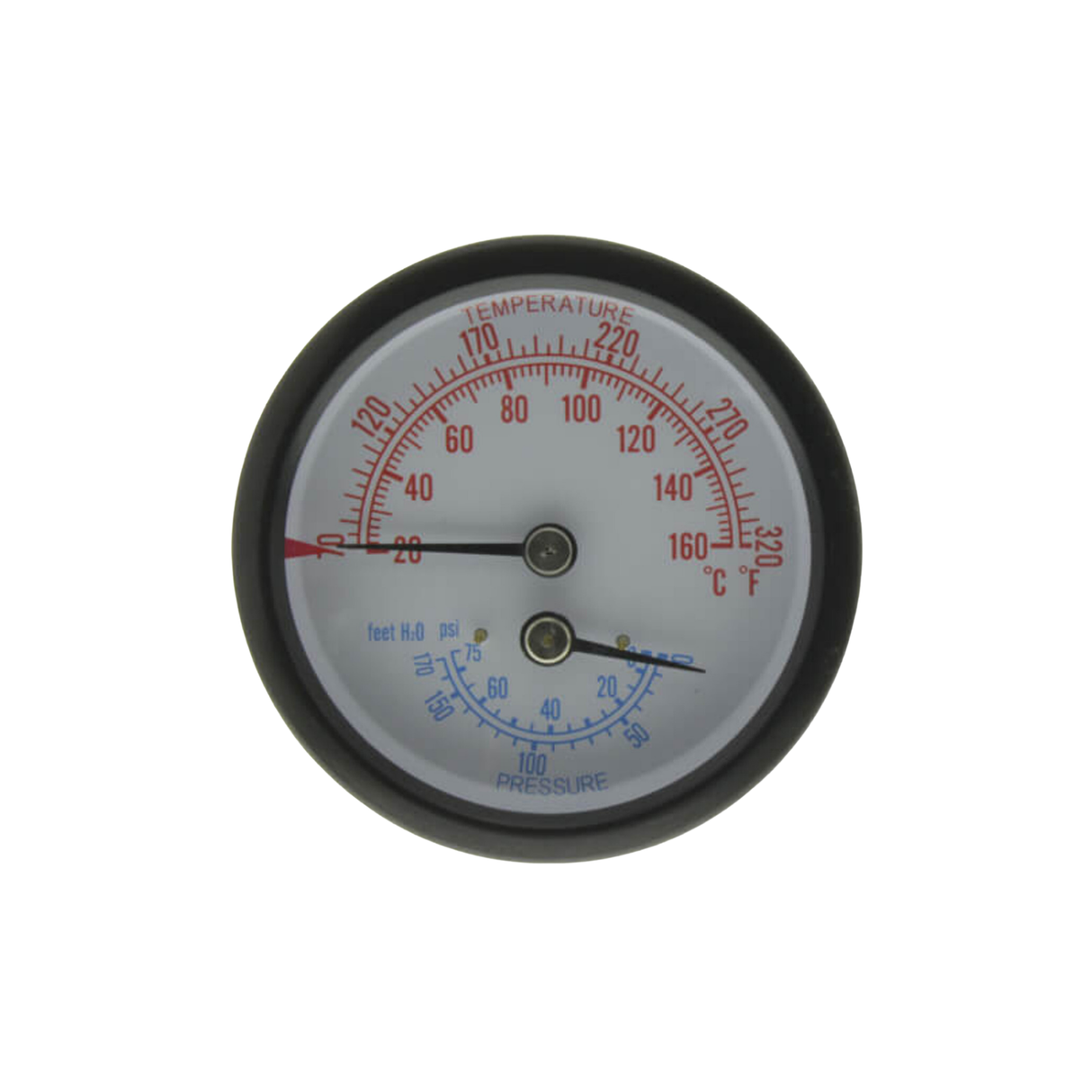 Utica-Dunkirk 1260006SP 70 to 320 Degrees F, 0 to 75 PSI 1/4" NPT Temperature Pressure Gauge