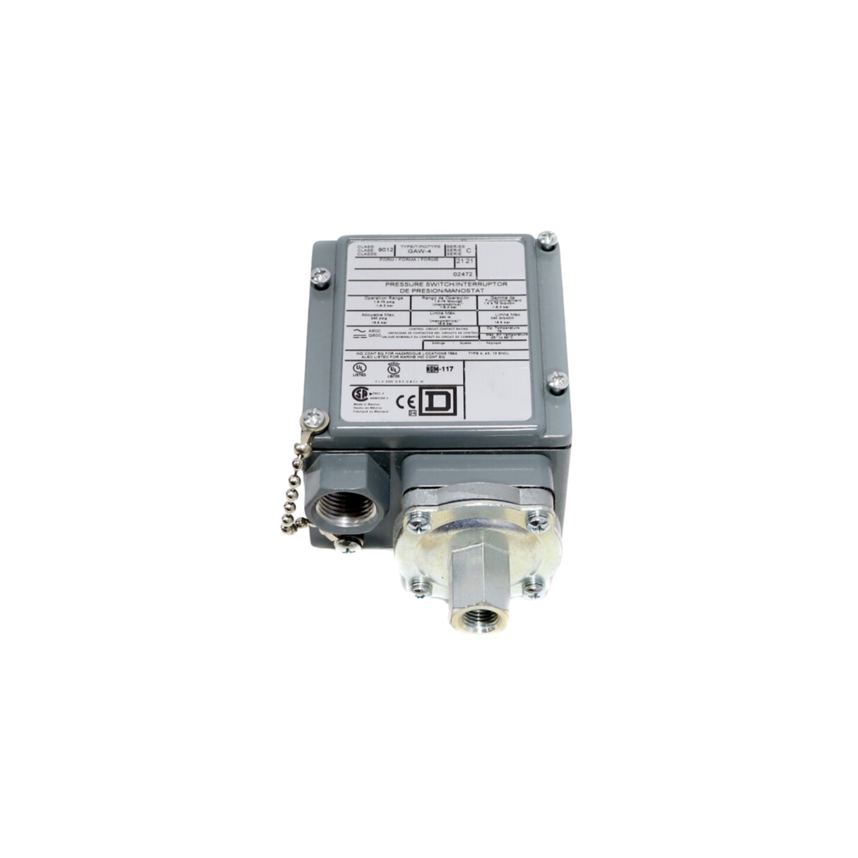Schneider Electric (Square D) 9012GAW4 240-Max PSI Range, Adjustable Differential, Pressure Switch