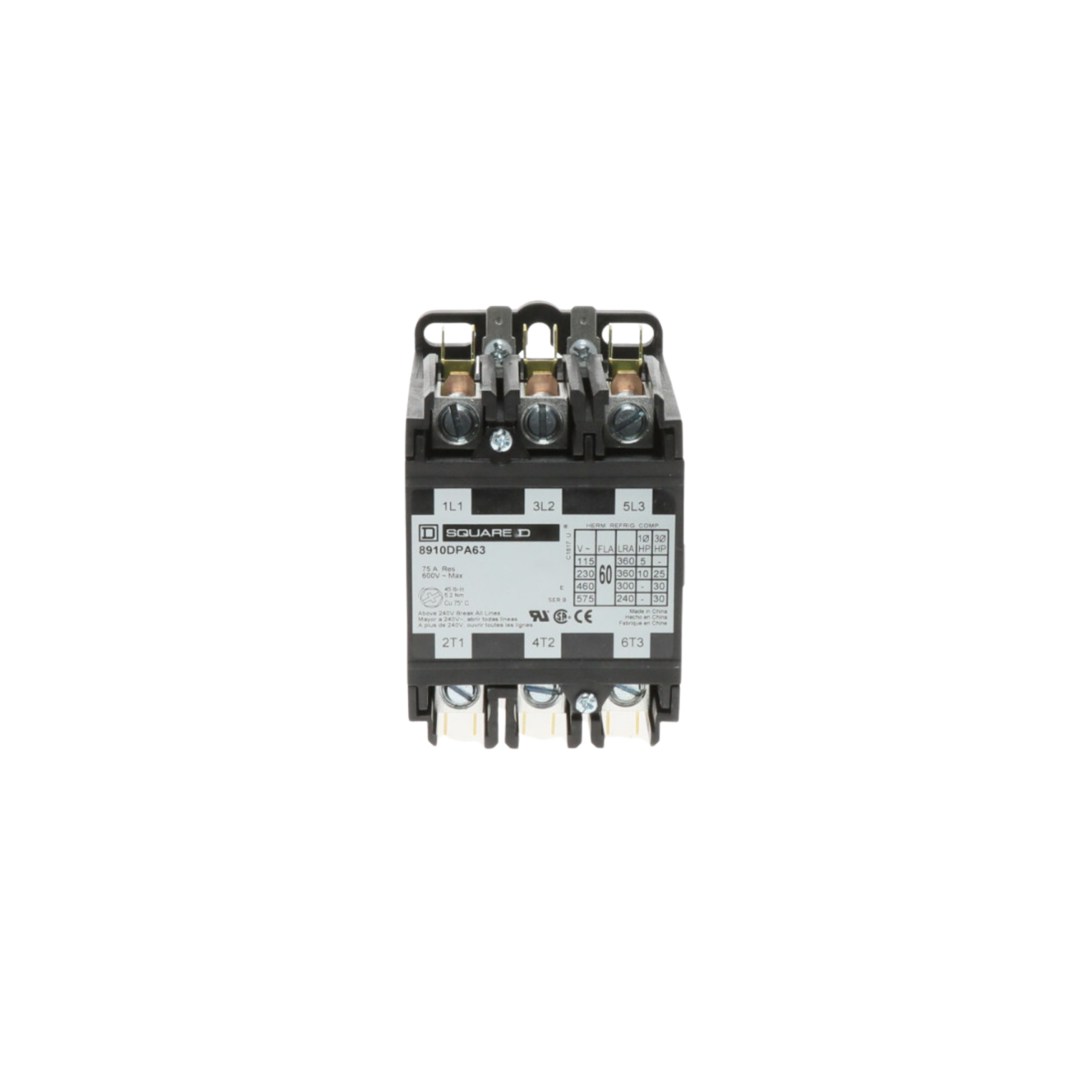 Schneider Electric (Square D) 8910DPA63V14 24V, 60A, 3 Pole, Contactor